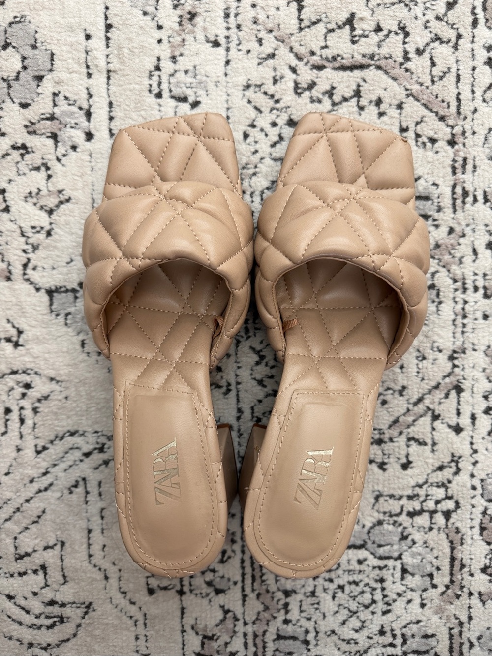 Zara Puffy Quilted Heeled Mules